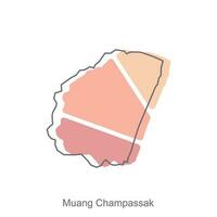 mapa de muang champassak moderno describir, vector mapa de Laos ilustración vector diseño plantilla, adecuado para tu empresa