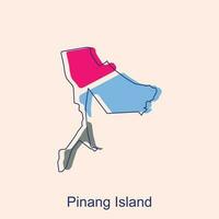 Map of Pinang Island colorful modern outline vector design template, logotype element for template.