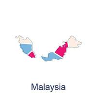 Map of Malaysia vector design template, World Map International vector template with outline graphic sketch style isolated on white background