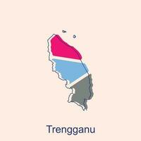 Map of Trengganu colorful modern outline vector design template, logotype element for template.