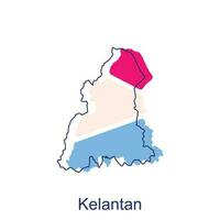 Map of Kelantan colorful modern outline vector design template, logotype element for template.