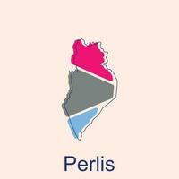 Map of Perlis colorful modern outline vector design template, logotype element for template.