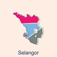 Map of Selangor vector design template, World Map International vector template with outline graphic sketch style isolated on white background