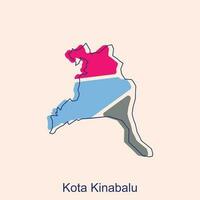 mapa de kota kinabalu vector diseño plantilla, mundo mapa internacional vector modelo con contorno gráfico bosquejo estilo aislado en blanco antecedentes