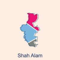 Map of Shah Alam colorful modern outline vector design template, logotype element for template.