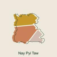 Map of Nay Pyi Taw geometric outline colorful modern design template, Myanmar map on white background of vector illustration