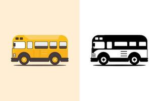 espalda a colegio autobús vector, colegio autobús plano ilustración, autobús silueta en blanco antecedentes vector