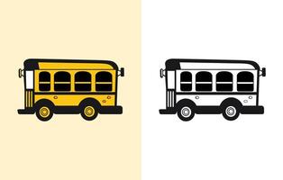 Back To School bus Vector, School Bus flat illustration, Bus Silhouette on white background vector