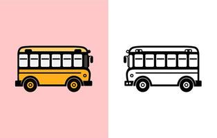 Back To School bus Vector, School Bus flat illustration, Bus Silhouette on white background vector