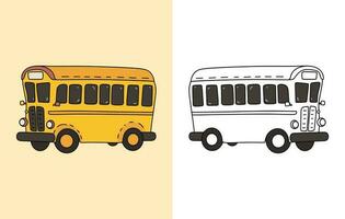 Back To School bus Vector, School Bus flat illustration, Bus Silhouette on white background vector