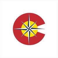 Colorado logo con Brújula punto símbolo vector ilustración
