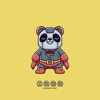 súper héroe panda logo personaje. con antecedentes. vector