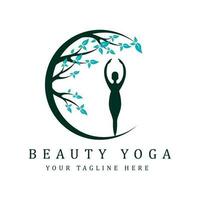 Beauty yoga meditation logo design vector