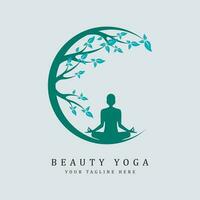 Beauty yoga logo design vector. vector