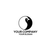 ying yang pingüino logo vector