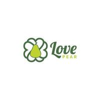Love Pear Logo Design Vector