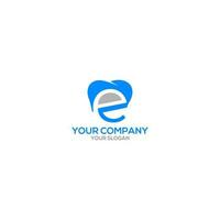 Blue E Dental Logo Design Vector