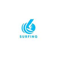seis surf logo diseño vector