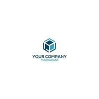 P Blue Cube Logo Design Vector