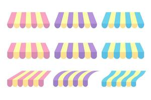 bundle of colorful shop umbrellas vector