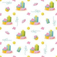 Seamless pattern with gifts. Festive background. vector