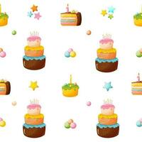 Seamless pattern with cakes. Festive background. vector