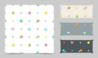 Seamless pattern with colorful stars. Isolated, white and other background design. vector