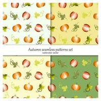 conjunto de sin costura patrones con calabazas vector