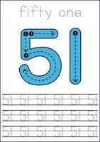 Vector numbers tracing worksheet for kids - tracing dashed lines and numbers