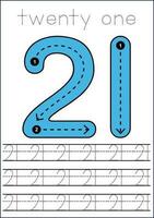 Vector numbers tracing worksheet for kids - tracing dashed lines and numbers