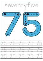 Vector numbers tracing worksheet for kids - tracing dashed lines and numbers