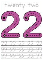 Vector numbers tracing worksheet for kids - tracing dashed lines and numbers