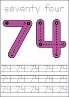 Vector numbers tracing worksheet for kids - tracing dashed lines and numbers