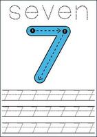 Vector numbers tracing worksheet for kids - tracing dashed lines and numbers