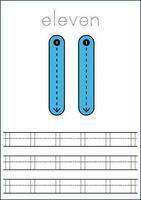 Vector numbers tracing worksheet for kids - tracing dashed lines and numbers