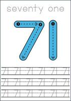 Vector numbers tracing worksheet for kids - tracing dashed lines and numbers