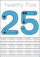 Vector numbers tracing worksheet for kids - tracing dashed lines and numbers