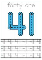 Vector numbers tracing worksheet for kids - tracing dashed lines and numbers
