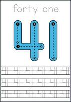 Vector numbers tracing worksheet for kids - tracing dashed lines and numbers