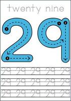 Vector numbers tracing worksheet for kids - tracing dashed lines and numbers