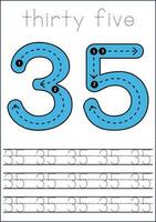 Vector numbers tracing worksheet for kids - tracing dashed lines and numbers