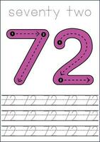 Vector numbers tracing worksheet for kids - tracing dashed lines and numbers