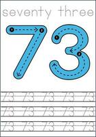 Vector numbers tracing worksheet for kids - tracing dashed lines and numbers