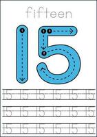 Vector numbers tracing worksheet for kids - tracing dashed lines and numbers