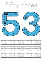 Vector numbers tracing worksheet for kids - tracing dashed lines and numbers