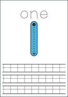 Vector numbers tracing worksheet for kids - tracing dashed lines and numbers