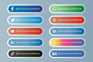 Social media icons logos lower third and label collection template vector