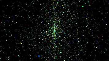 gold particles abstract background with golden shining stars dust bokeh glitter awards dust. Futuristic glittering fly movement flickering loop video