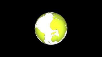 Flat design spinning Earth isolated on black. Animation of planet Earth. video