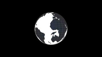 Flat design spinning Earth isolated on black. Animation of planet Earth. video